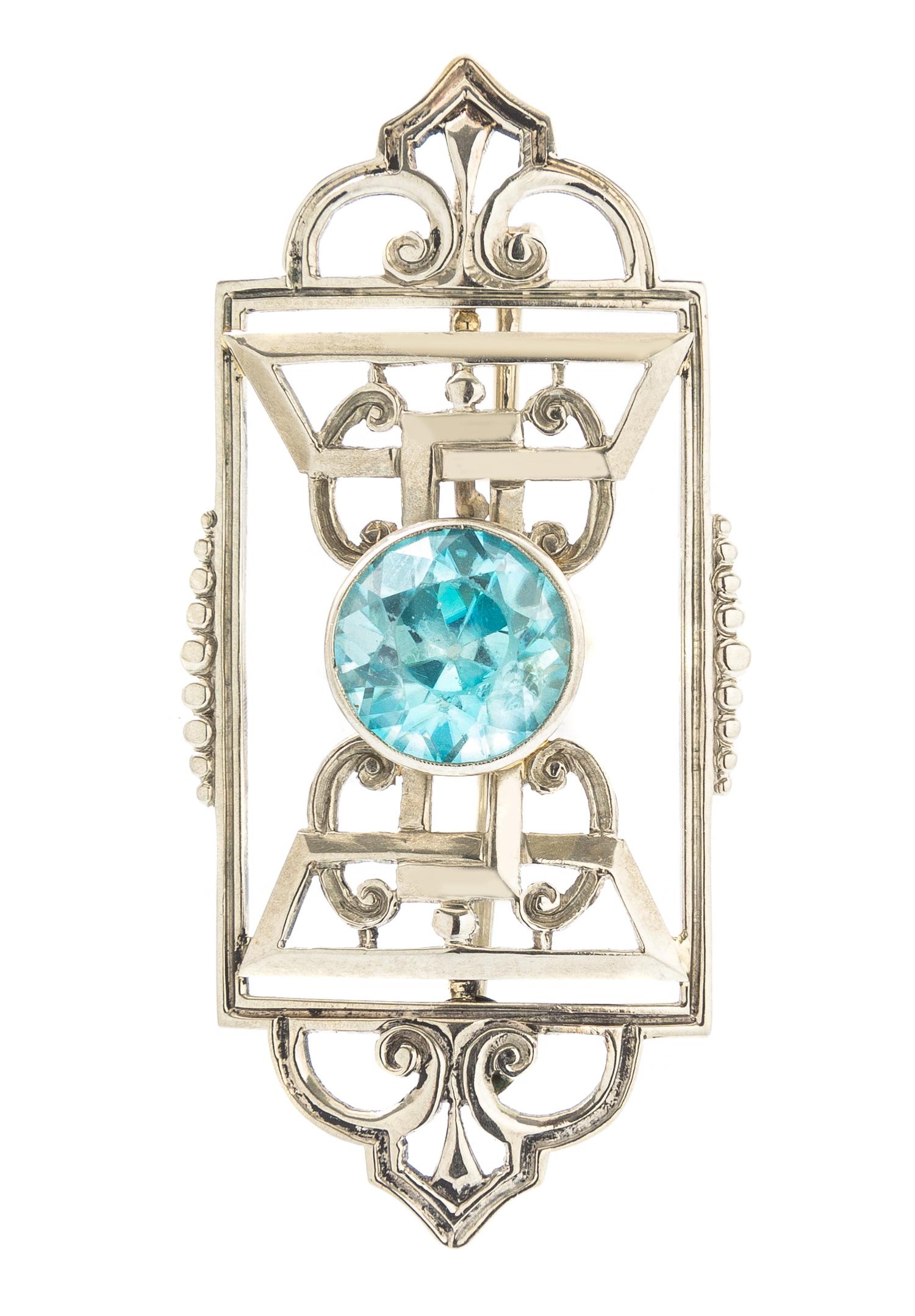 A Blue Zircon Pendant/Brooch, 4.80 dwts.