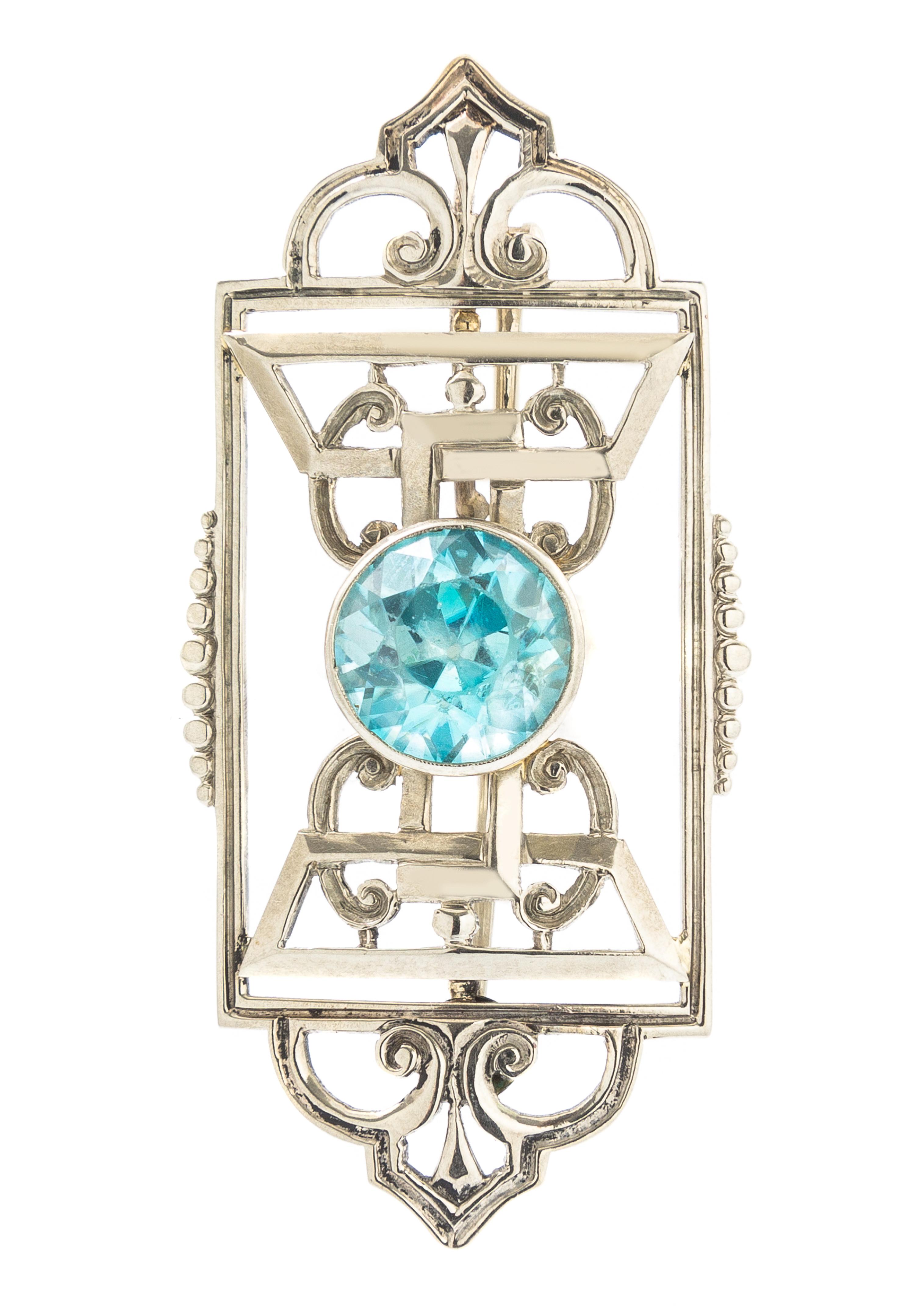 A Blue Zircon Pendant/Brooch, 4.80 dwts.