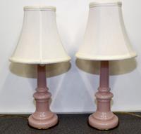Two Continental Pink Opaline Glass Table Lamps