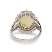 YELLOW QUARTZ AND DIAMOND RING