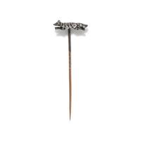 ANTIQUE, YELLOW GOLD, DIAMOND, AND RUBY TIE PIN