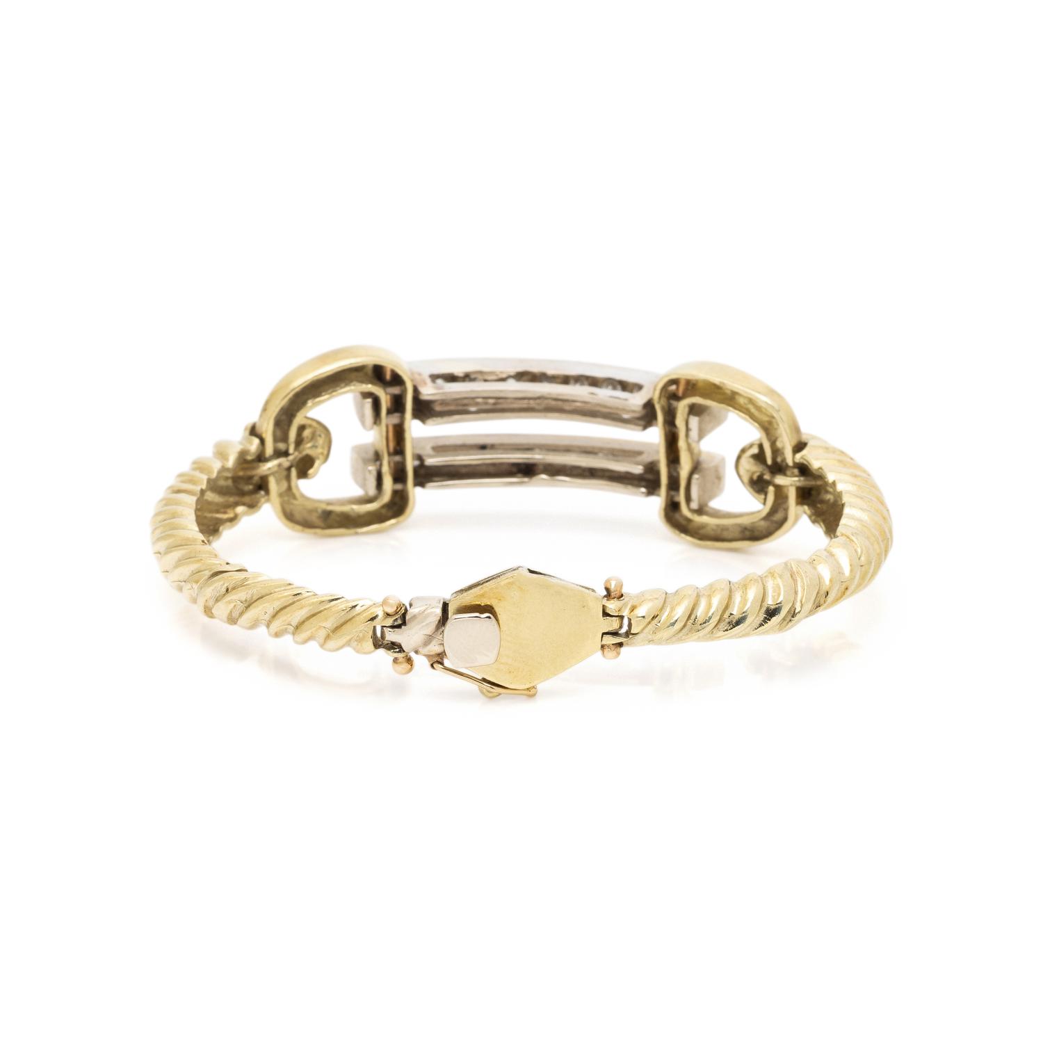 BICOLOR GOLD AND DIAMOND BUCKLE BRACELET