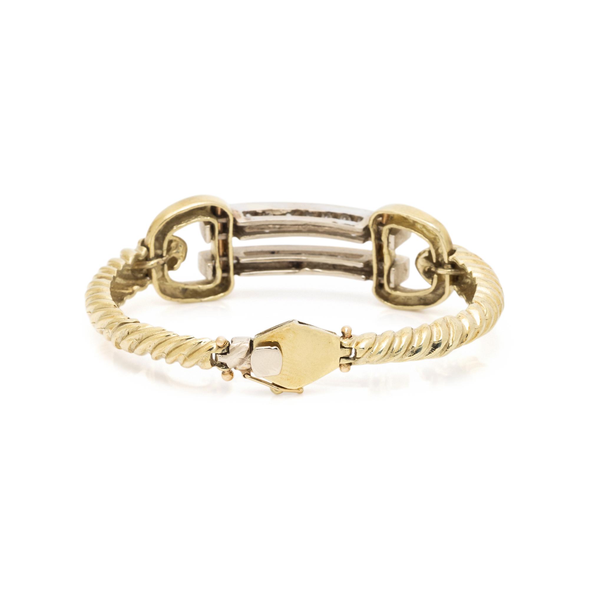BICOLOR GOLD AND DIAMOND BUCKLE BRACELET