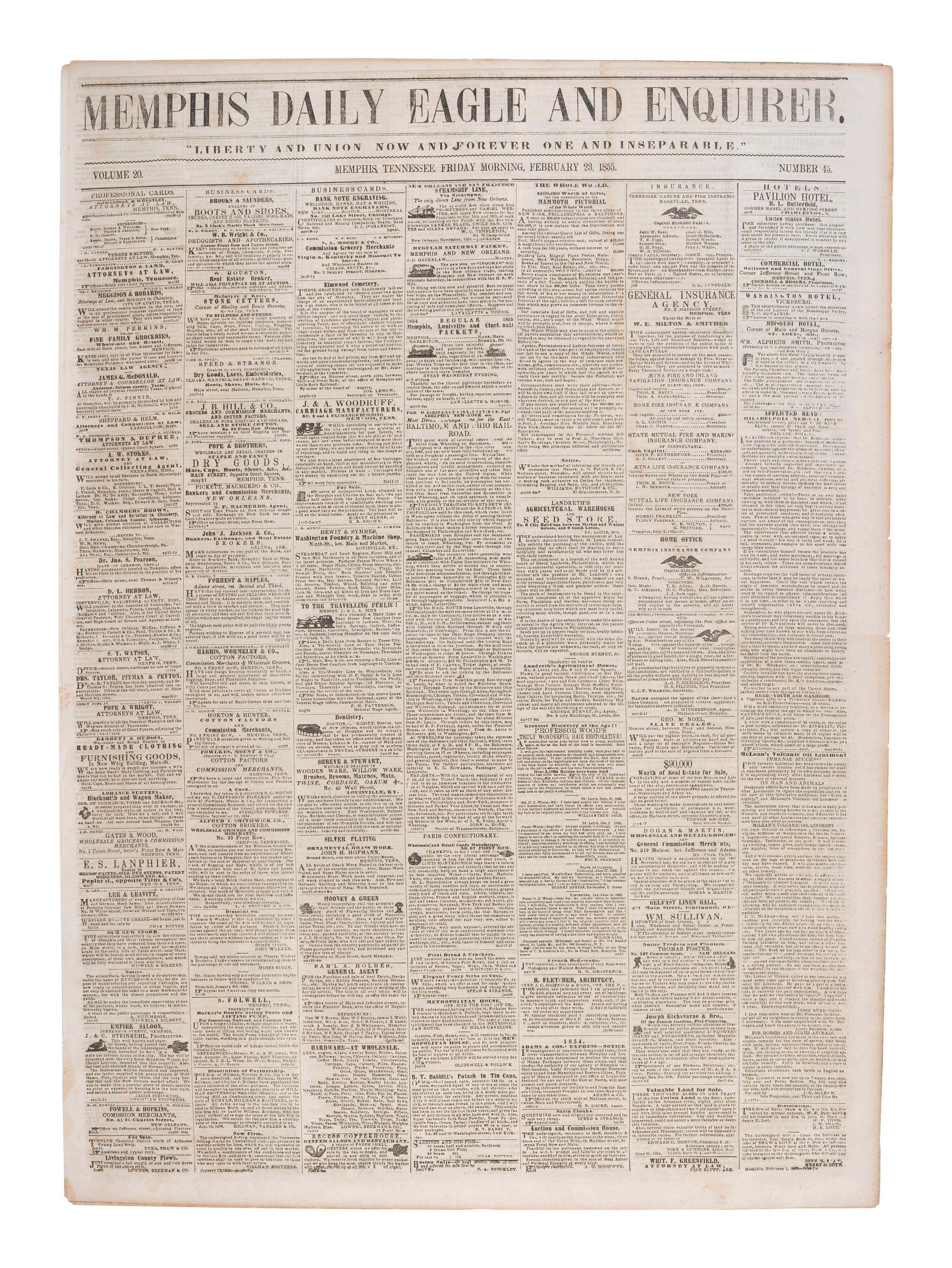 [AFRICAN AMERICANA]. Print ephemera related to enslavement and racism, comprising: