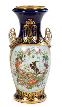 A Sevres Style Porcelain Vase Height 28 inches.