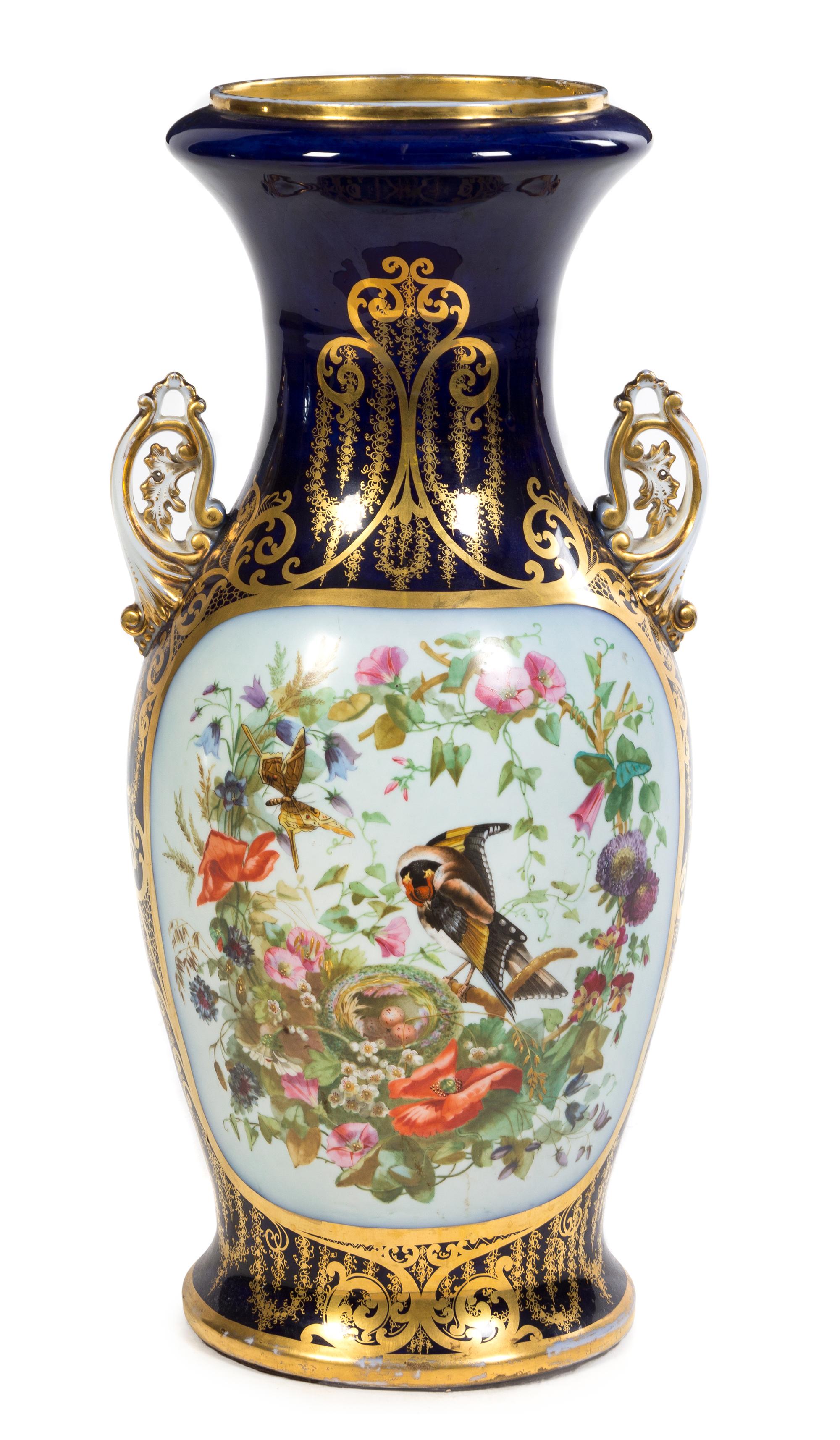 A Sevres Style Porcelain Vase Height 28 inches.