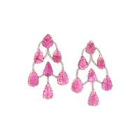CARVED PINK TOURMALINE AND DIAMOND EARRINGS