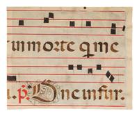 NORTH ITALIAN ILLUMINATOR A partial leaf from a Choir Book, with a historiated initial ‘C’ of the Funeral Service, in Latin, illuminated manuscript on parchment [Italy, Lombardy or Piedmont, c. 1490-1500]