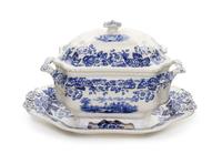 An English Transfer Decorated Covered Tureen and Stand, SPODE, Width of widest 16 inches. — SPODE,