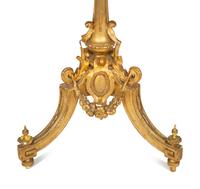 A Louis XVI Style Carved Giltwood Tripod Table Base with an Associated Top