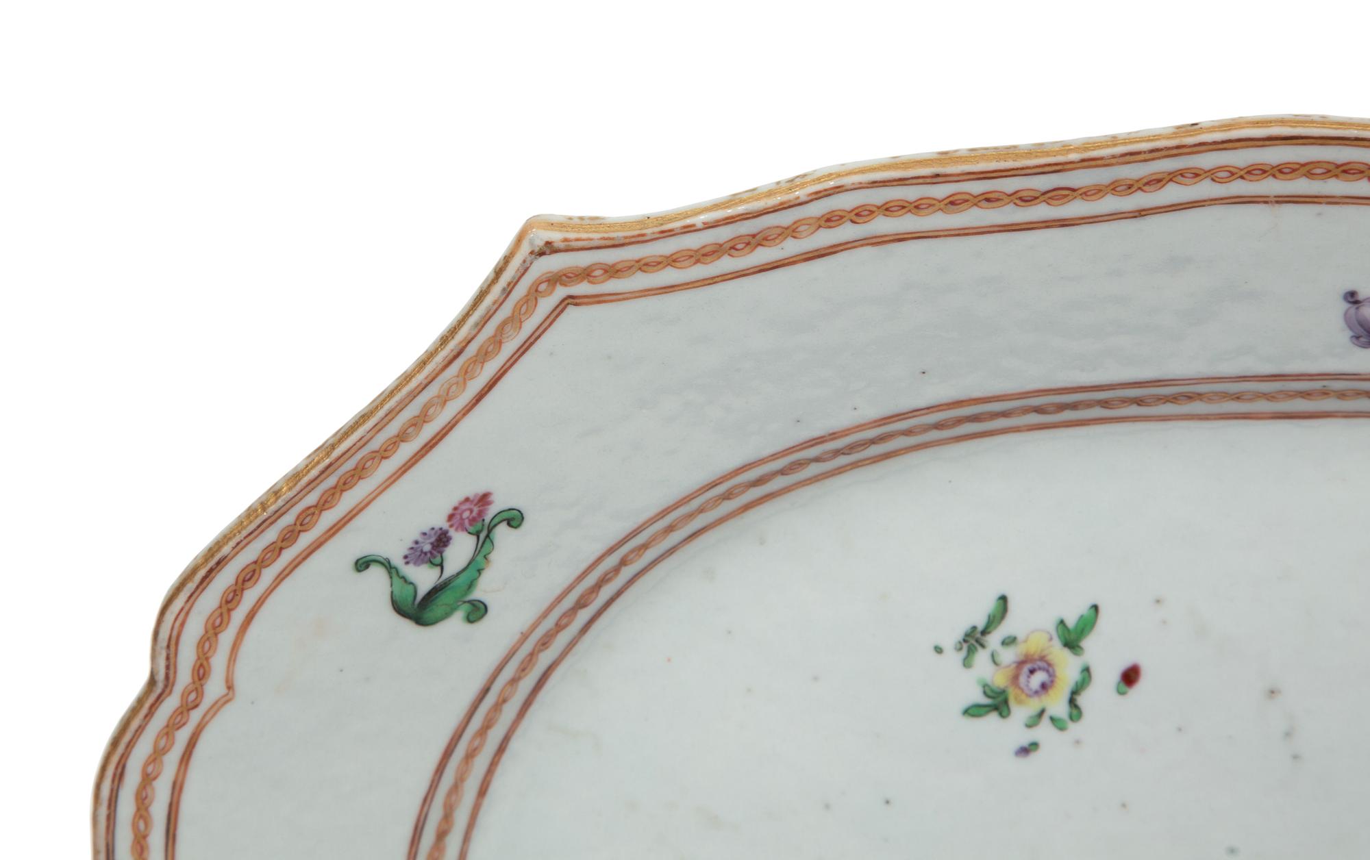 A Chinese Export Porcelain Platter and Oval Serving Bowl