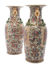 A Pair of Chinese Export Famille Rose Porcelain Vases