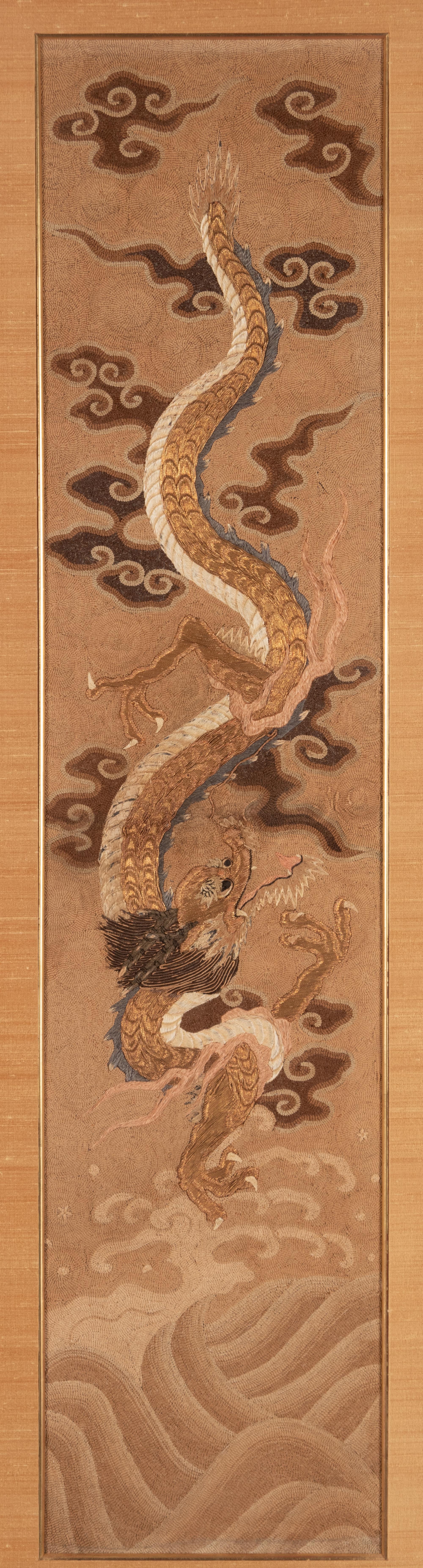 A Embroidered Silk ‘Dragon’ Panel