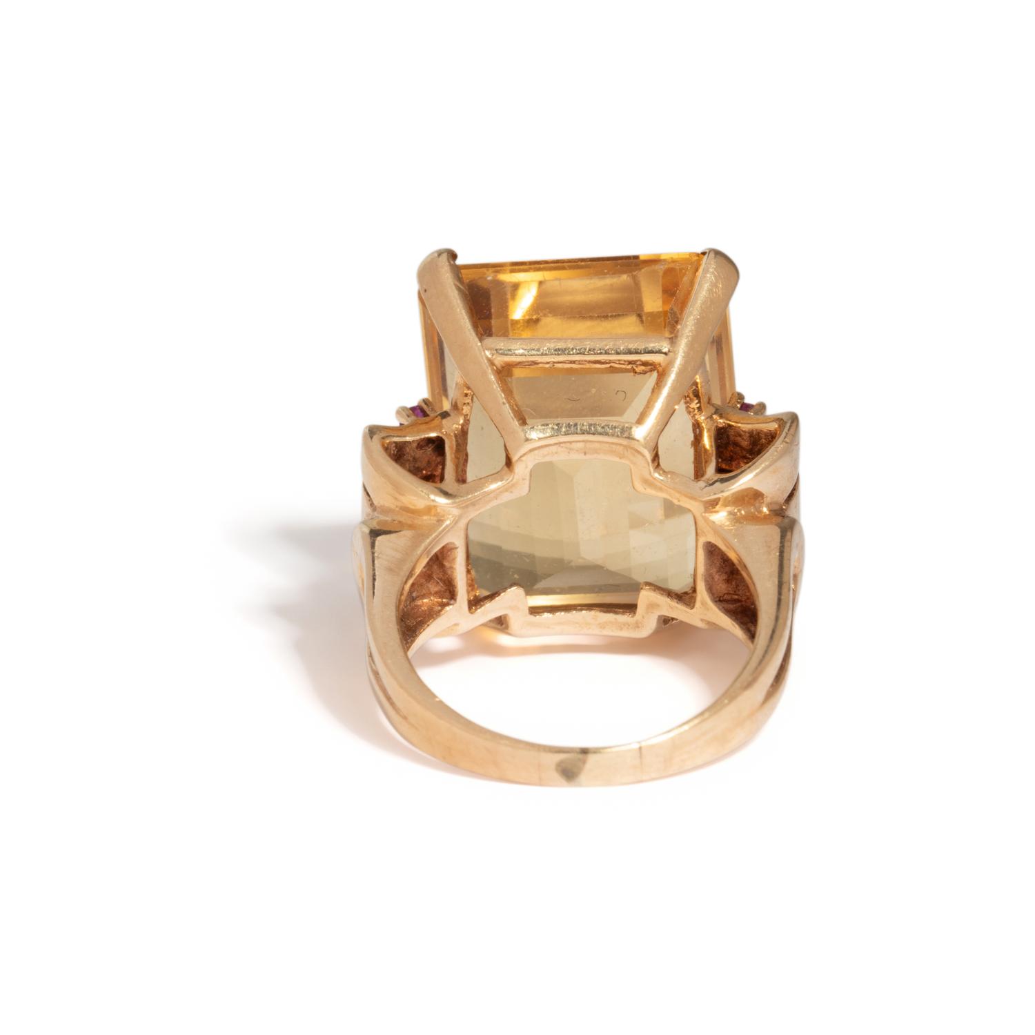 RETRO, CITRINE AND RUBY RING