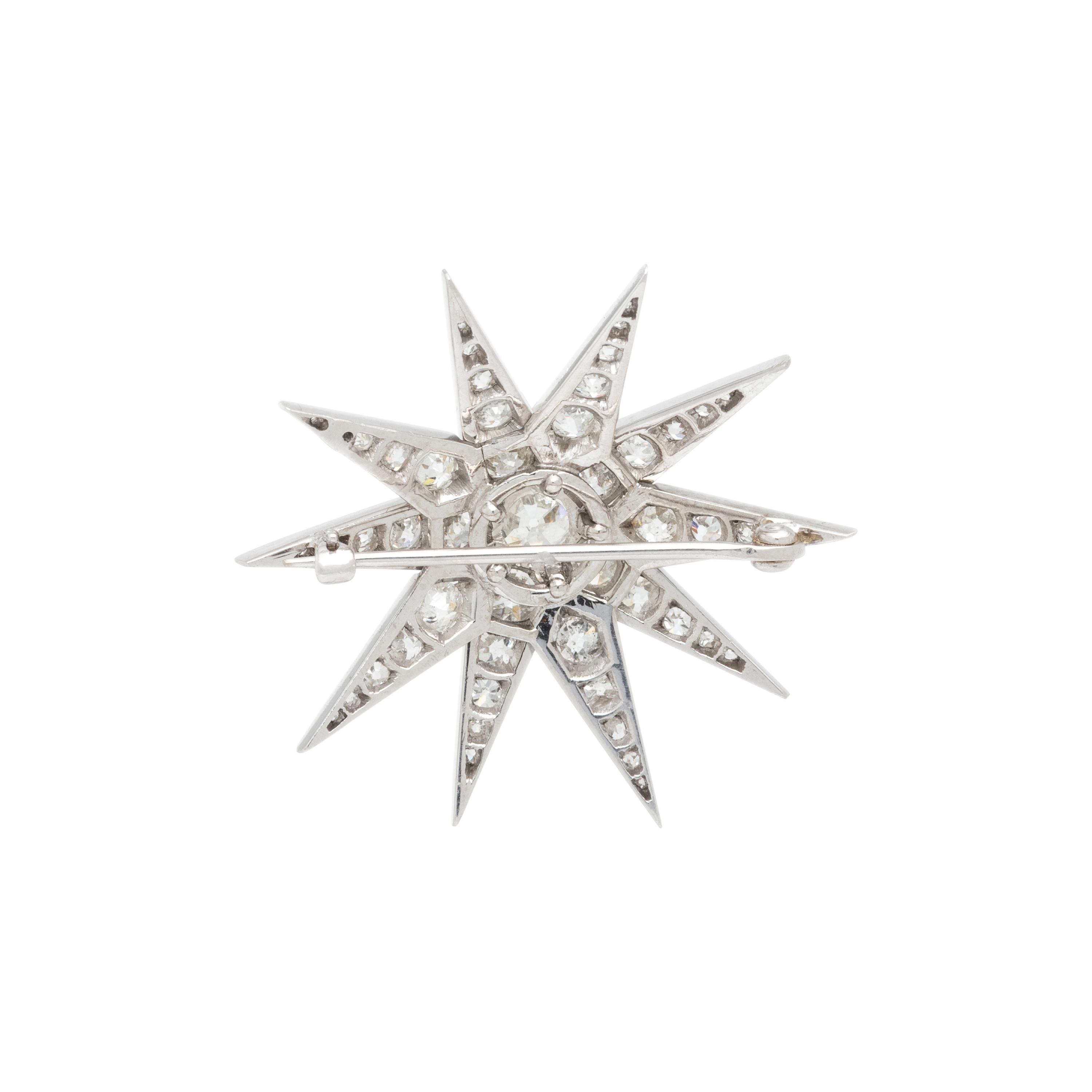 ANTIQUE, DIAMOND STAR BROOCH