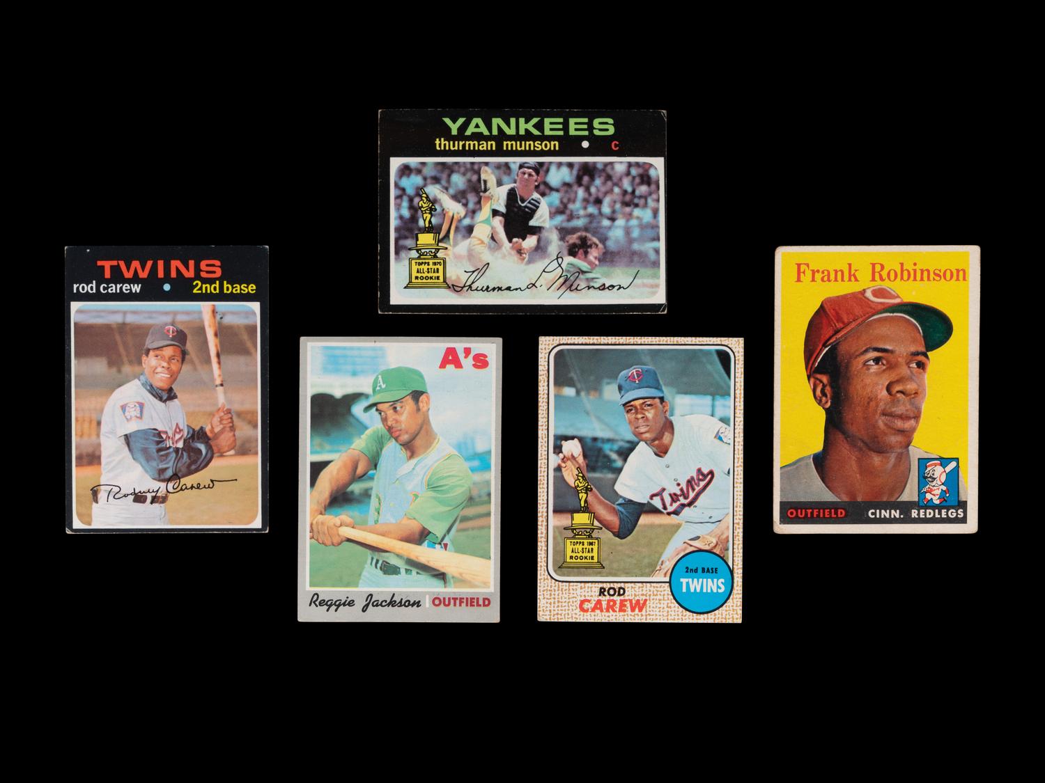 A Group of Five 1950s-1970s Hall of Fame and Notable Baseball Cards,