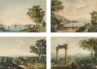A Set of Four French Topographical Colored Engravings
