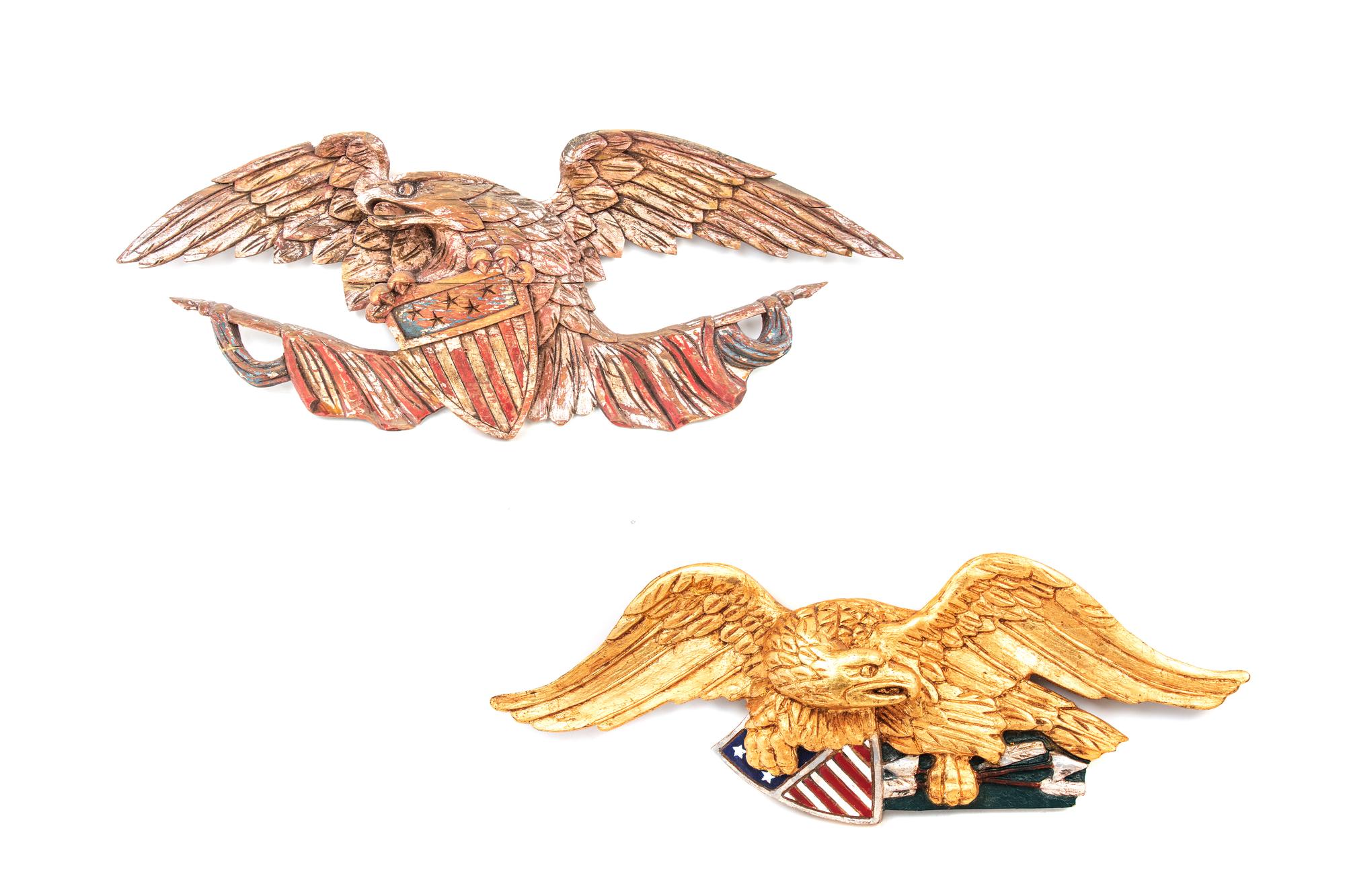 Two Carved and Painted Eagles