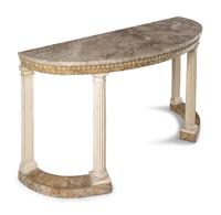 An English Painted Marble-Top Console Table
