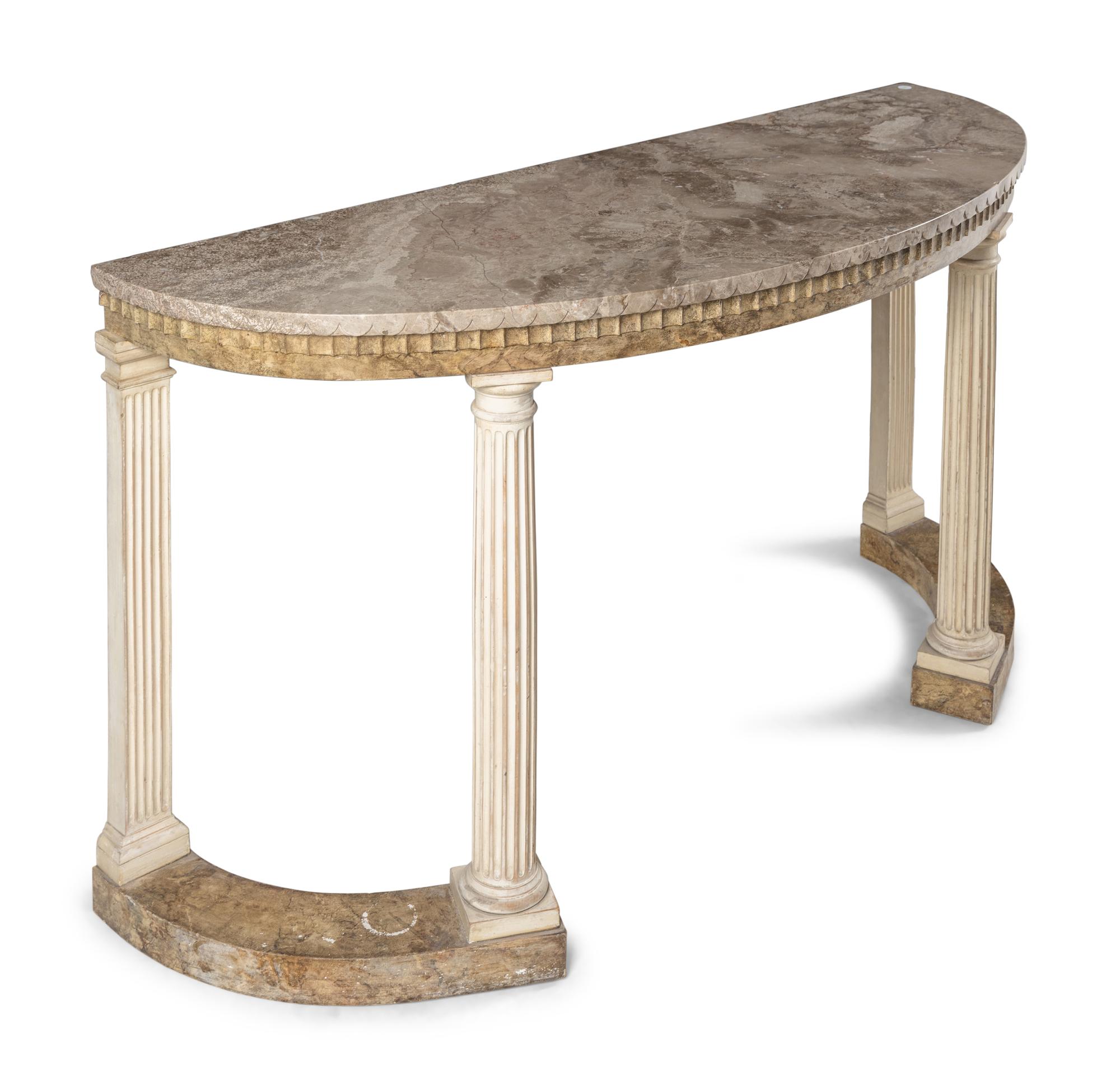 An English Painted Marble-Top Console Table
