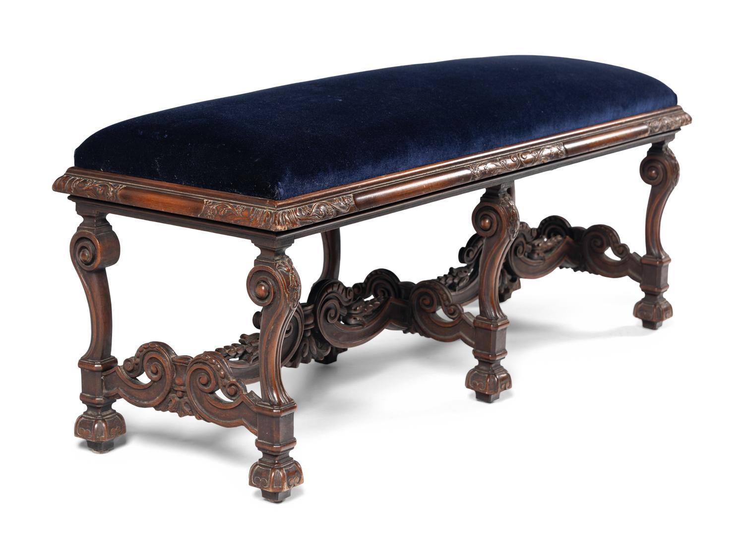 A William and Mary Style Walnut Bench