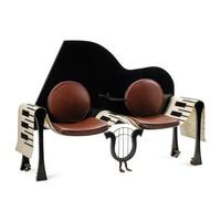 A Postmodernist Painted Iron Piano Motif Bench