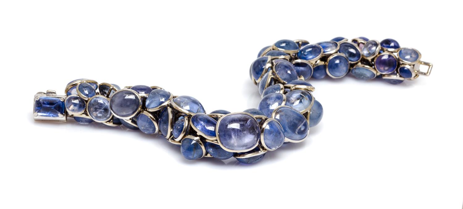 A Vintage 18 Karat White Gold and Sapphire Bracelet, Seaman Schepps, 72.40 dwts.