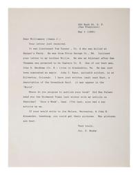 MOSBY, JOHN S. (1833-1916). ALS to James Williamson. [San Francisco], 3 May 1895. Mosby mentions the Greenback Raid and several Rangers by name.