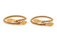 PAIR OF YELLOW GOLD BANGLE BRACELETS