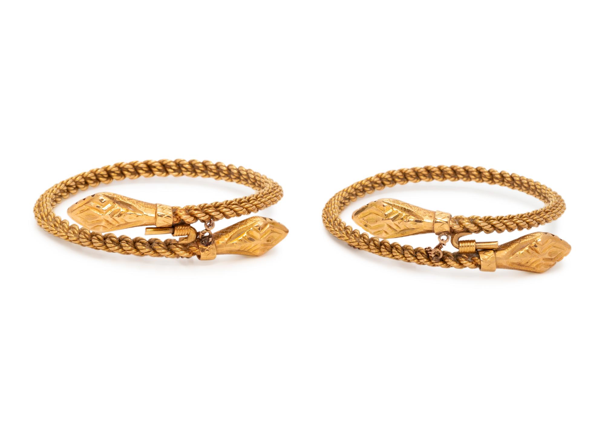 PAIR OF YELLOW GOLD BANGLE BRACELETS
