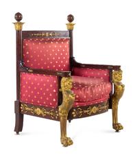 An Empire Gilt Bronze Mounted Mahogany Bergère