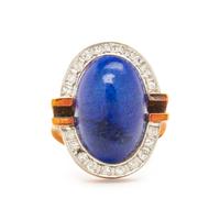 BICOLOR GOLD, LAPIS LAZULI AND DIAMOND RING
