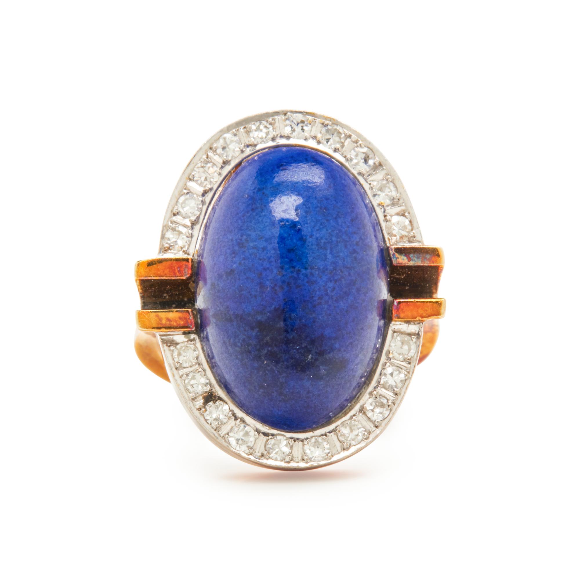 BICOLOR GOLD, LAPIS LAZULI AND DIAMOND RING