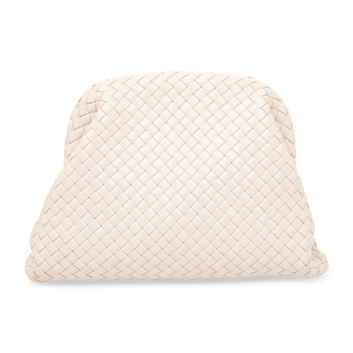 BOTTEGA VENETA, WHITE INTRECCIATO LEATHER CLUTCH