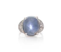 STAR SAPPHIRE AND DIAMOND RING