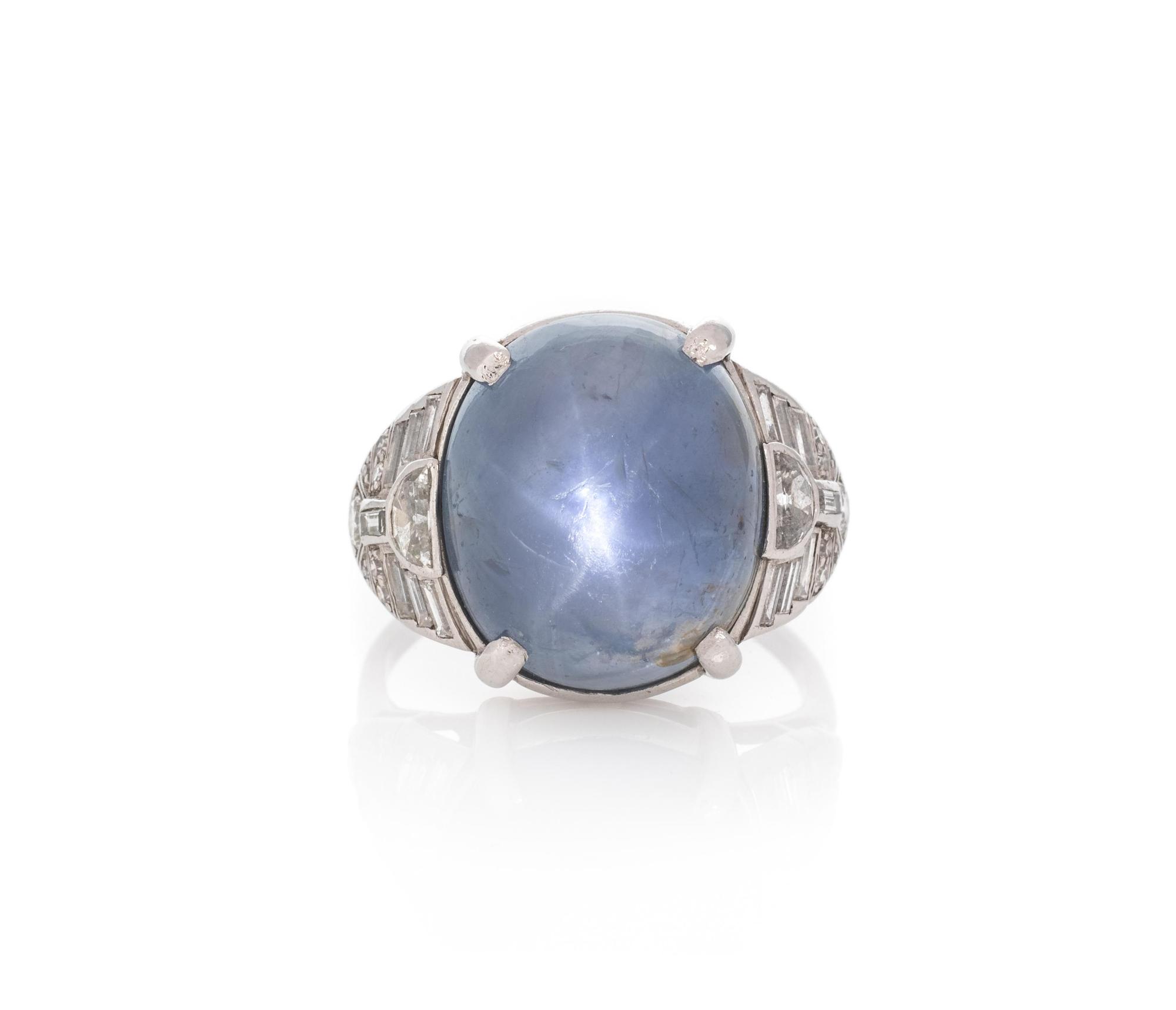 STAR SAPPHIRE AND DIAMOND RING