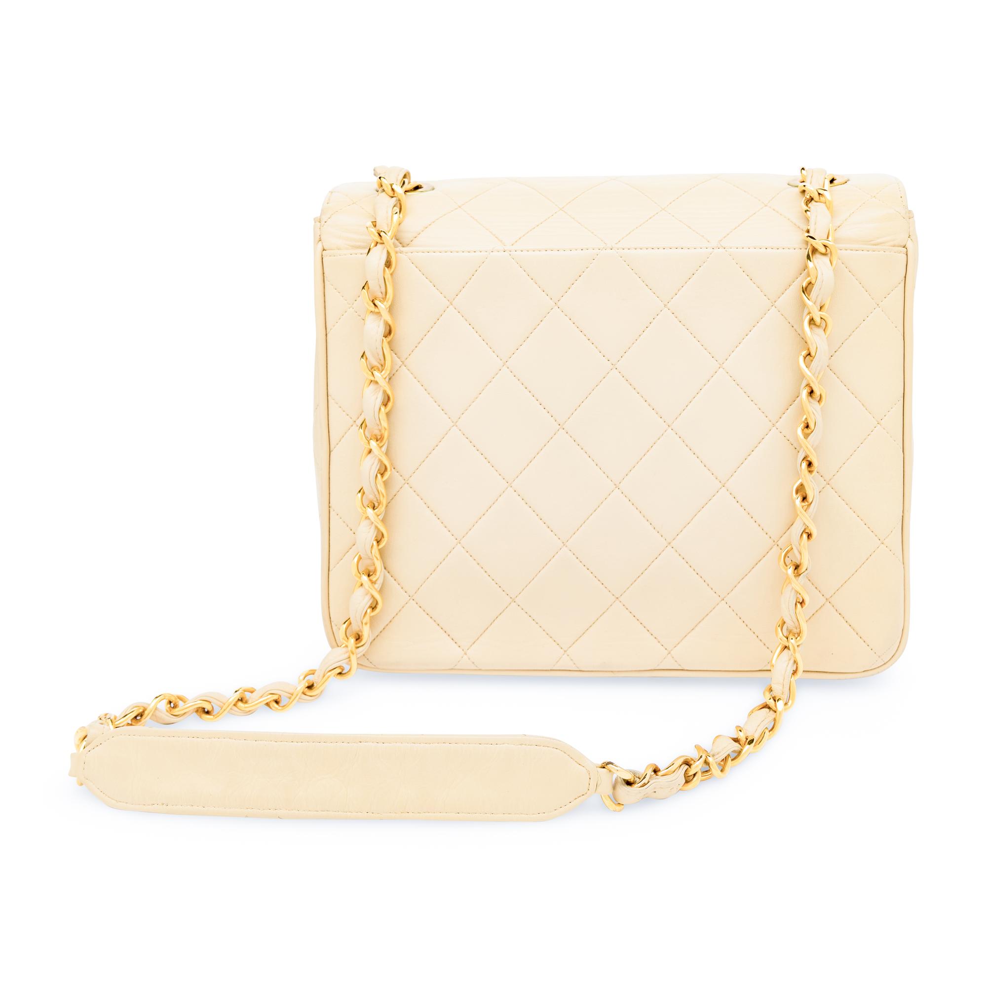 Chanel, Flap Bag in Quilted Ecru Leather