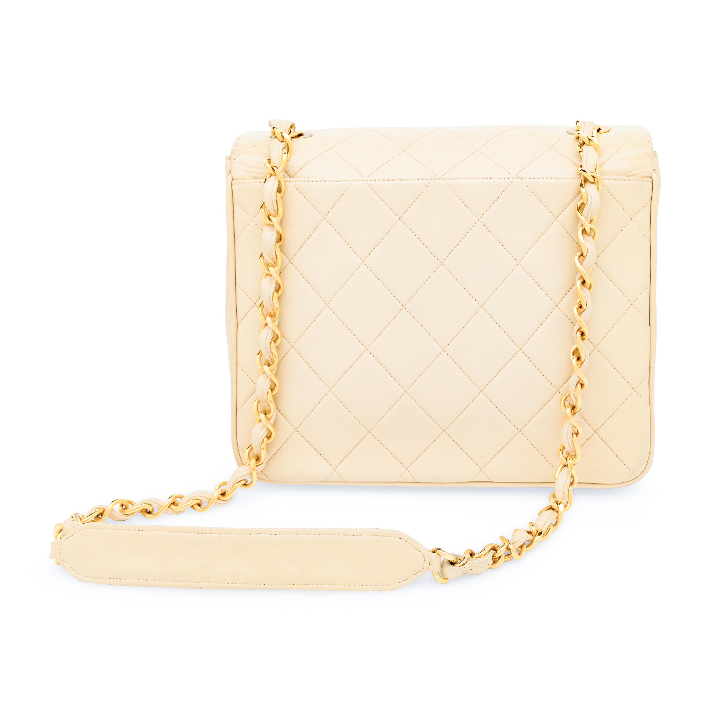 Chanel, Flap Bag in Quilted Ecru Leather
