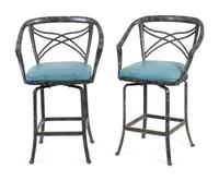 A Set of Six Patinated Metal Bar Stools — 20TH CENTURY