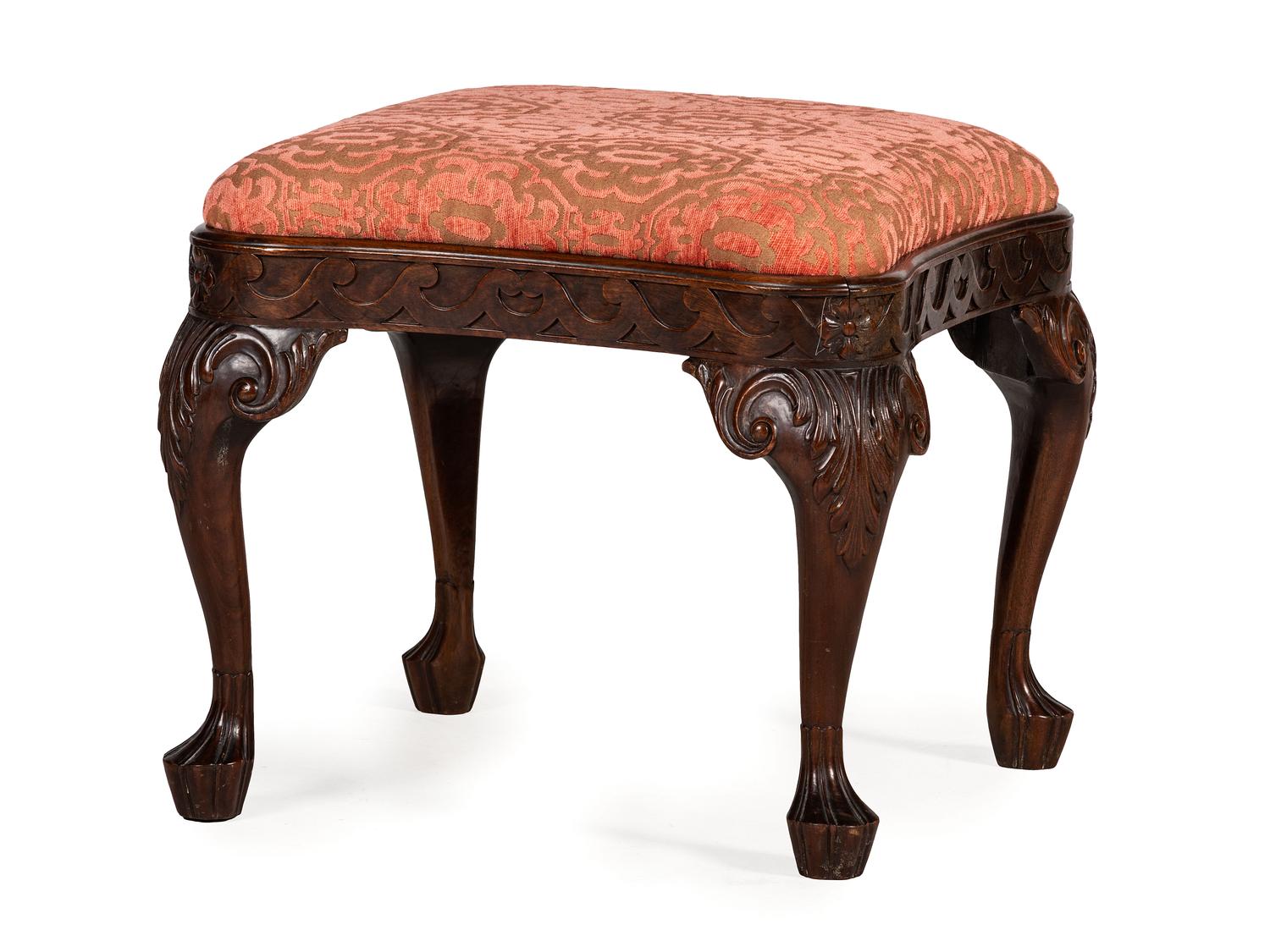 A George III Style Carved Mahogany Stool