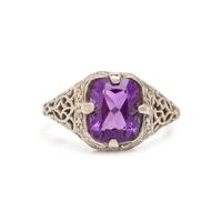 Amethyst and White Gold Pendant Necklace and Ring