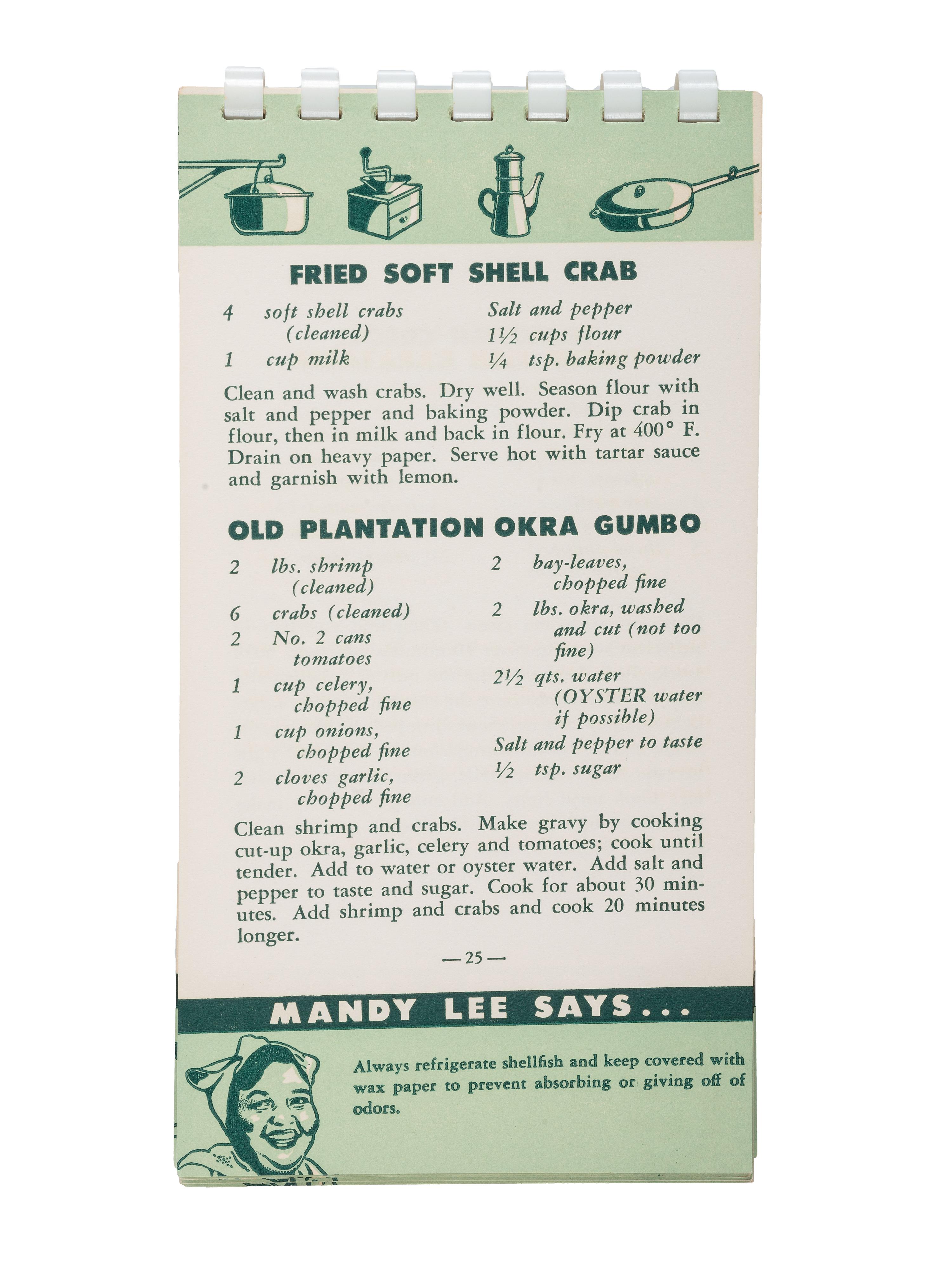 [COOKBOOKS]. PREVOST, Ruth (1917-1954). Mandy Lee's Recipes for Good New Orleans Dishes . [Louisiana]: N.p., ca 1950-1954.