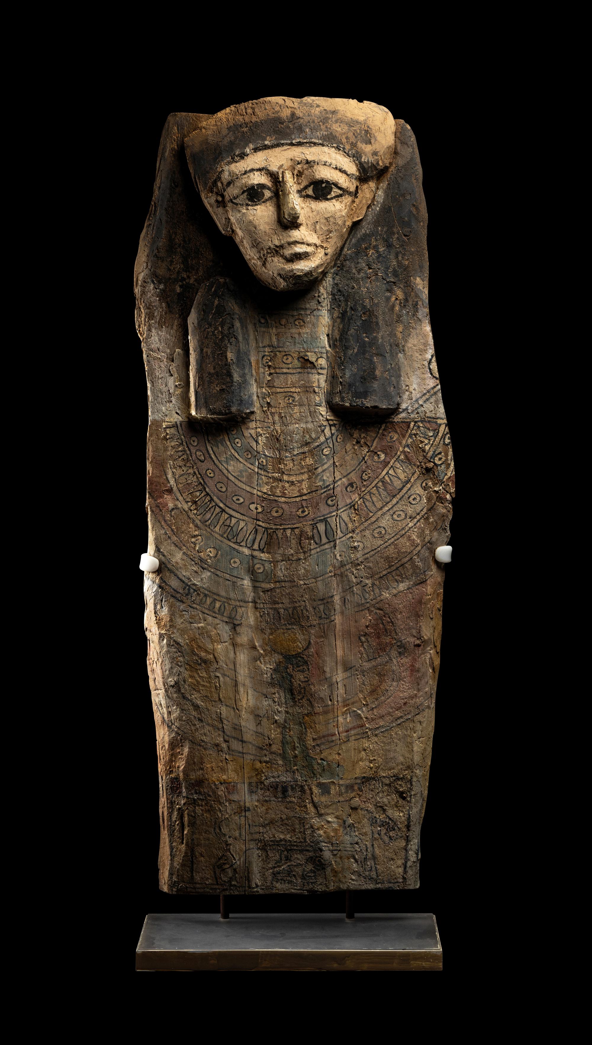 An Egyptian Wood Sarcophagus Cover