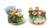 Two Majolica Figural Smoking Trays Height of taller 4 3/4 inches. — LATE 19TH CENTURY