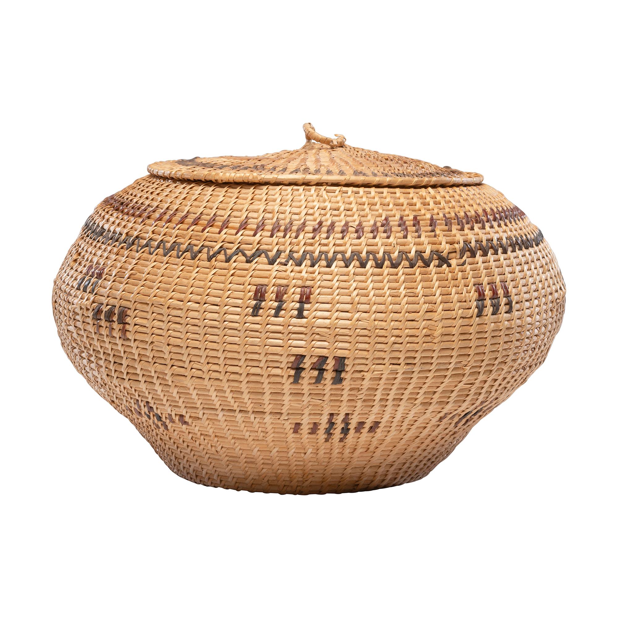 Paiute / Washoe Polychrome Lidded Basket