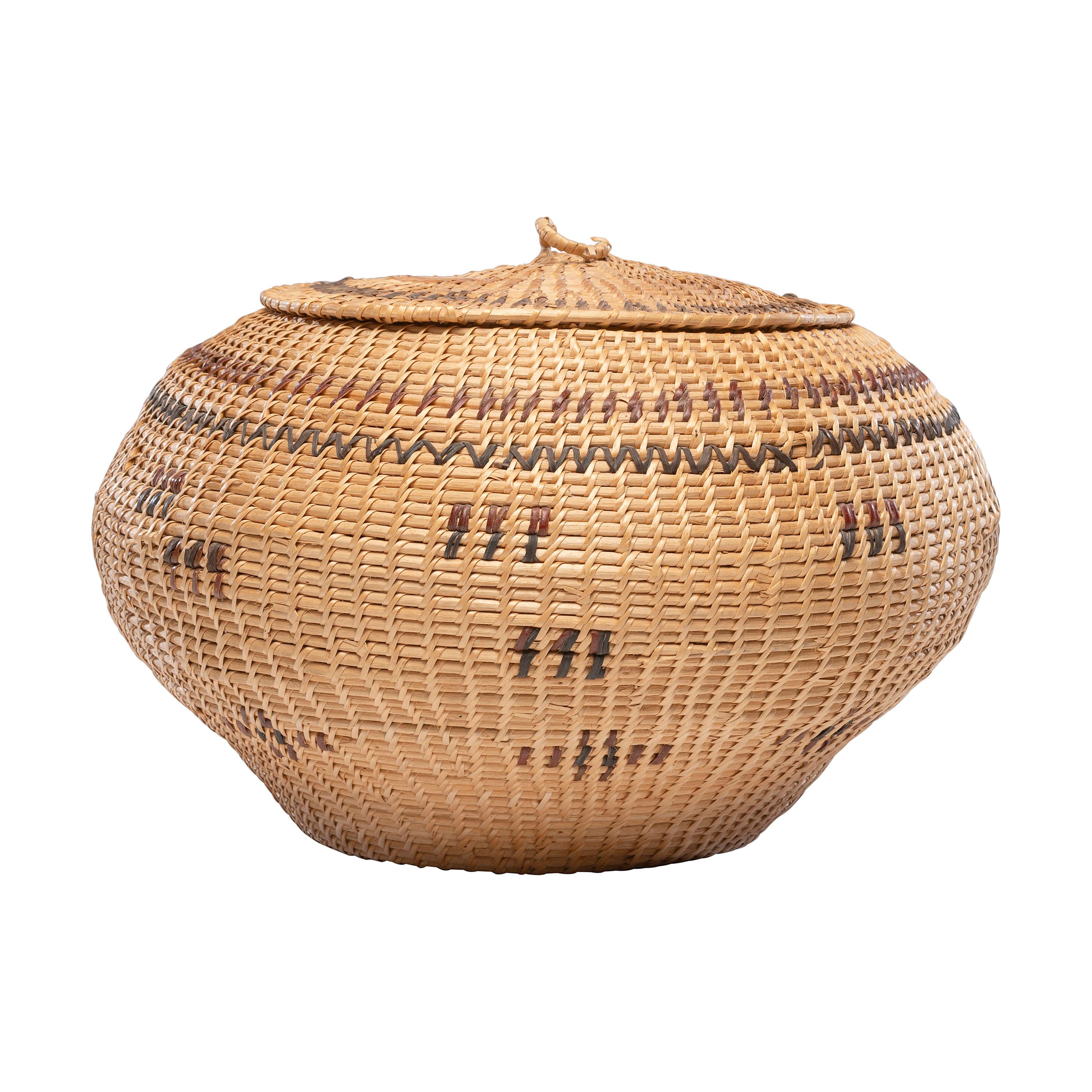 Paiute / Washoe Polychrome Lidded Basket