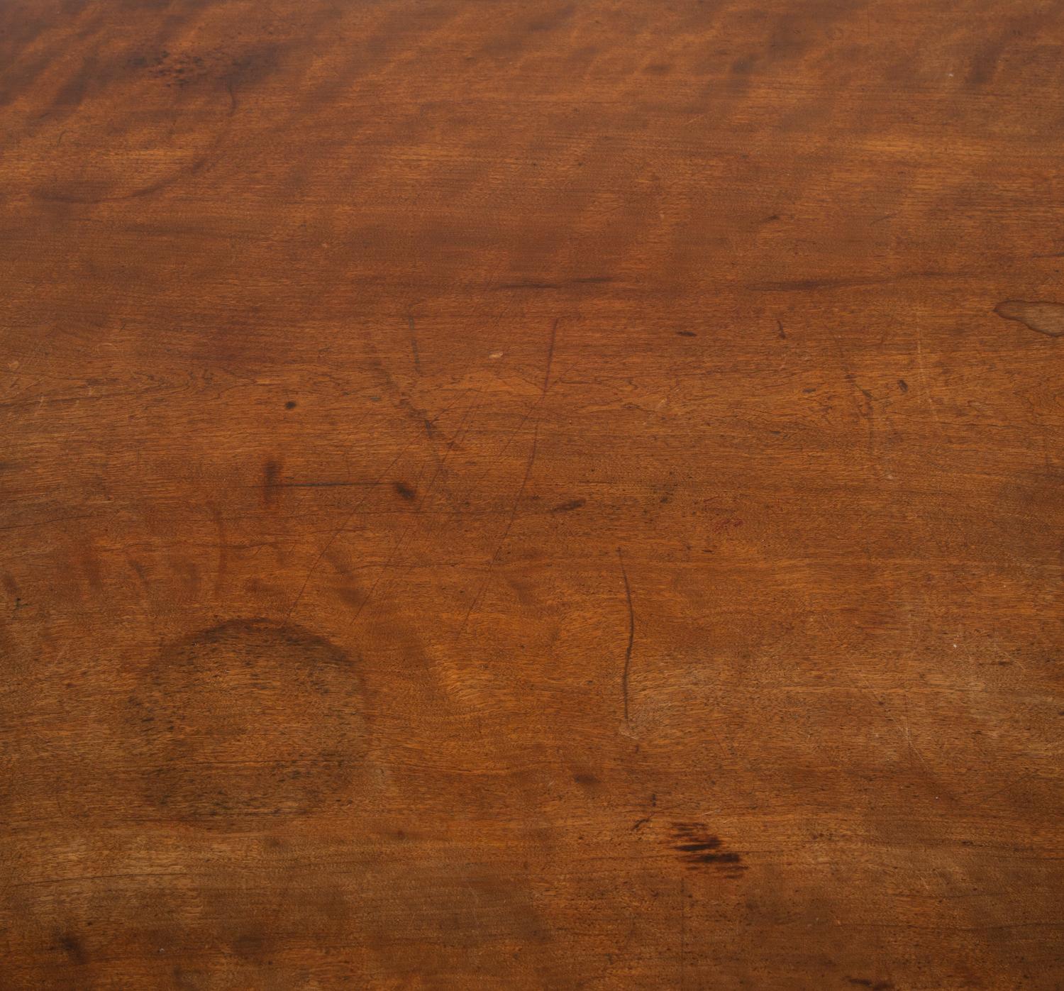 A Federal Mahogany Two Drawer Stand with Burled Drawer Fronts