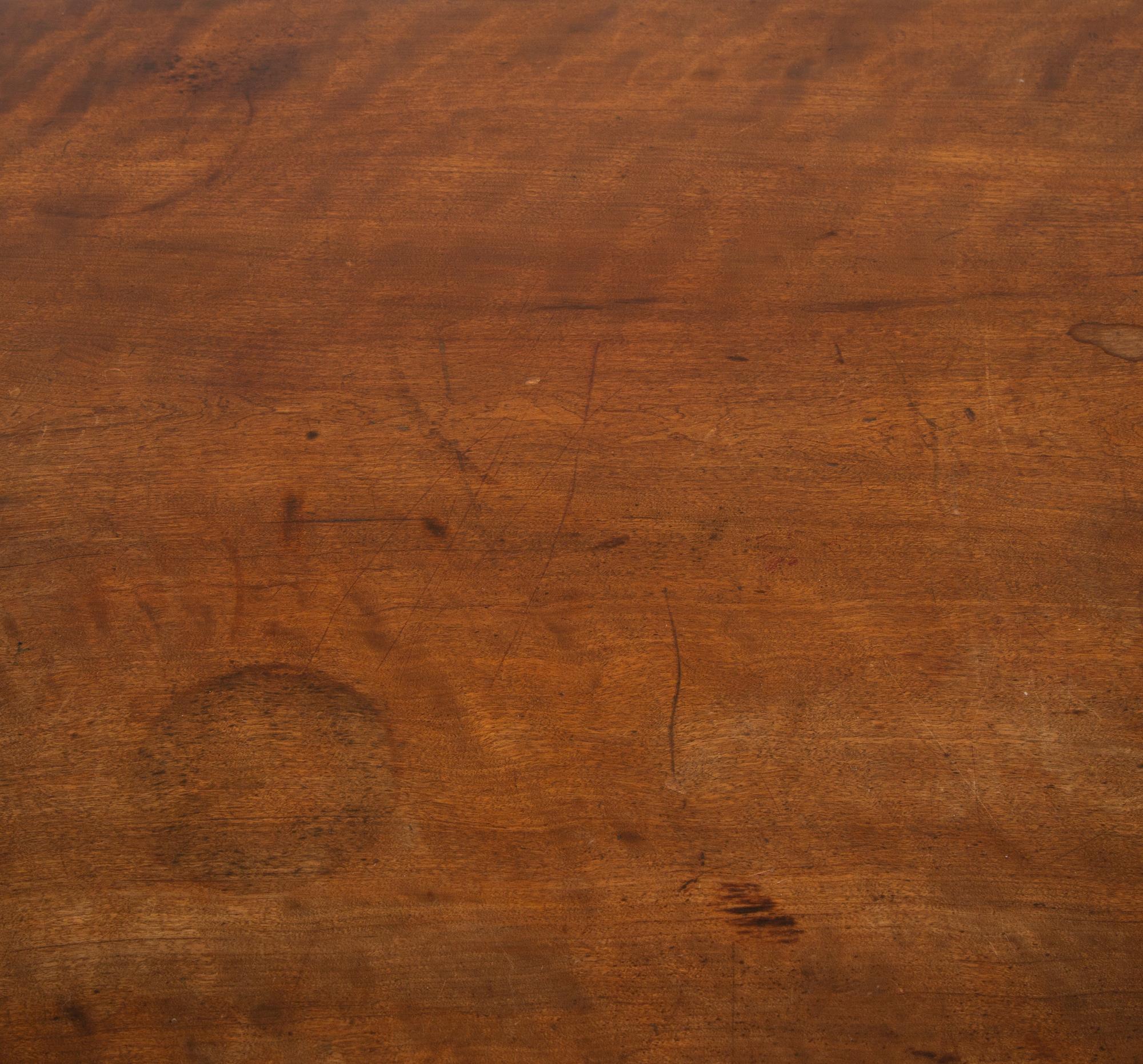 A Federal Mahogany Two Drawer Stand with Burled Drawer Fronts