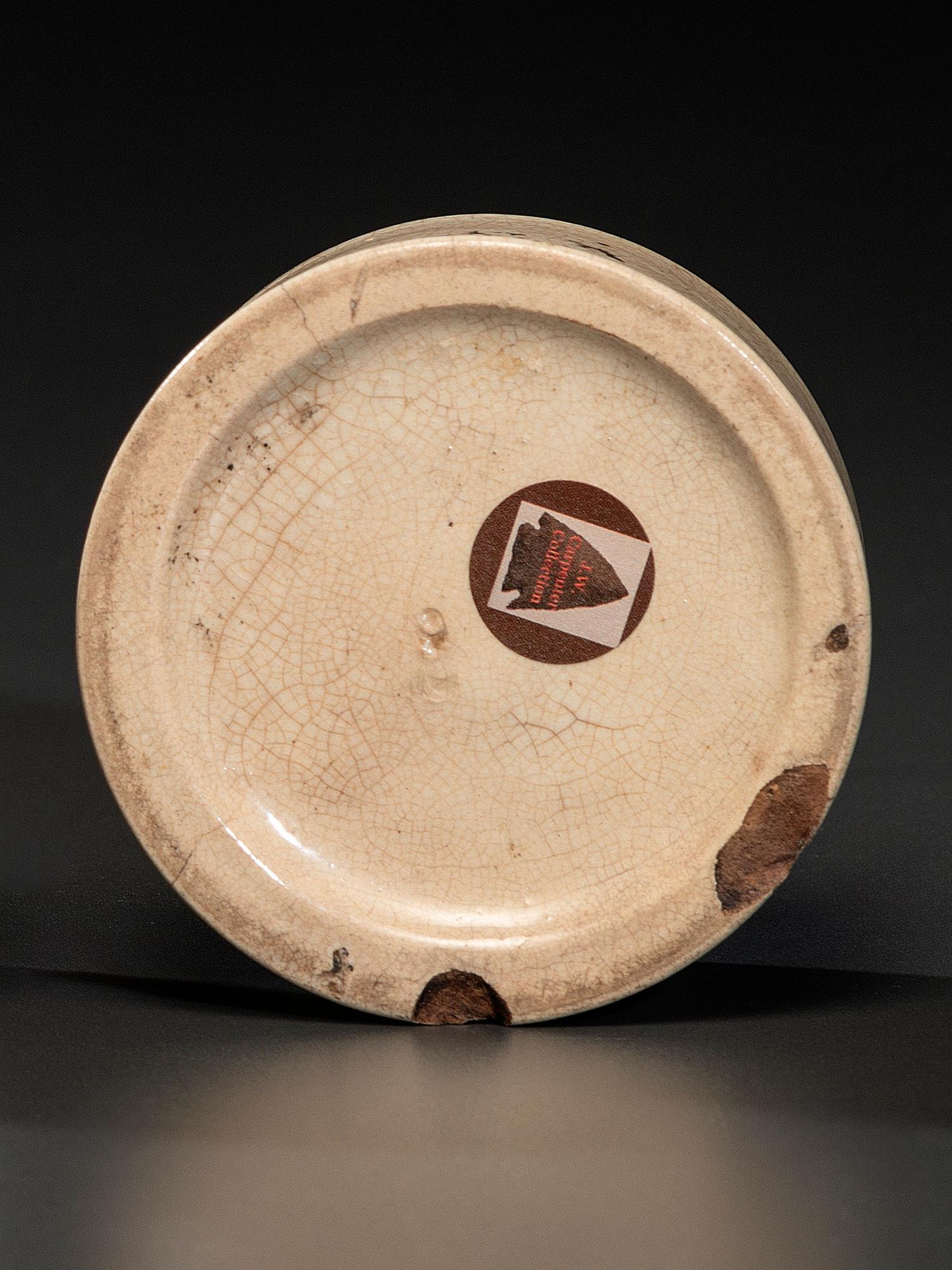 A Rare Transfer Printed Porcelain Perfumed Bear Grease Pot Lid and Base