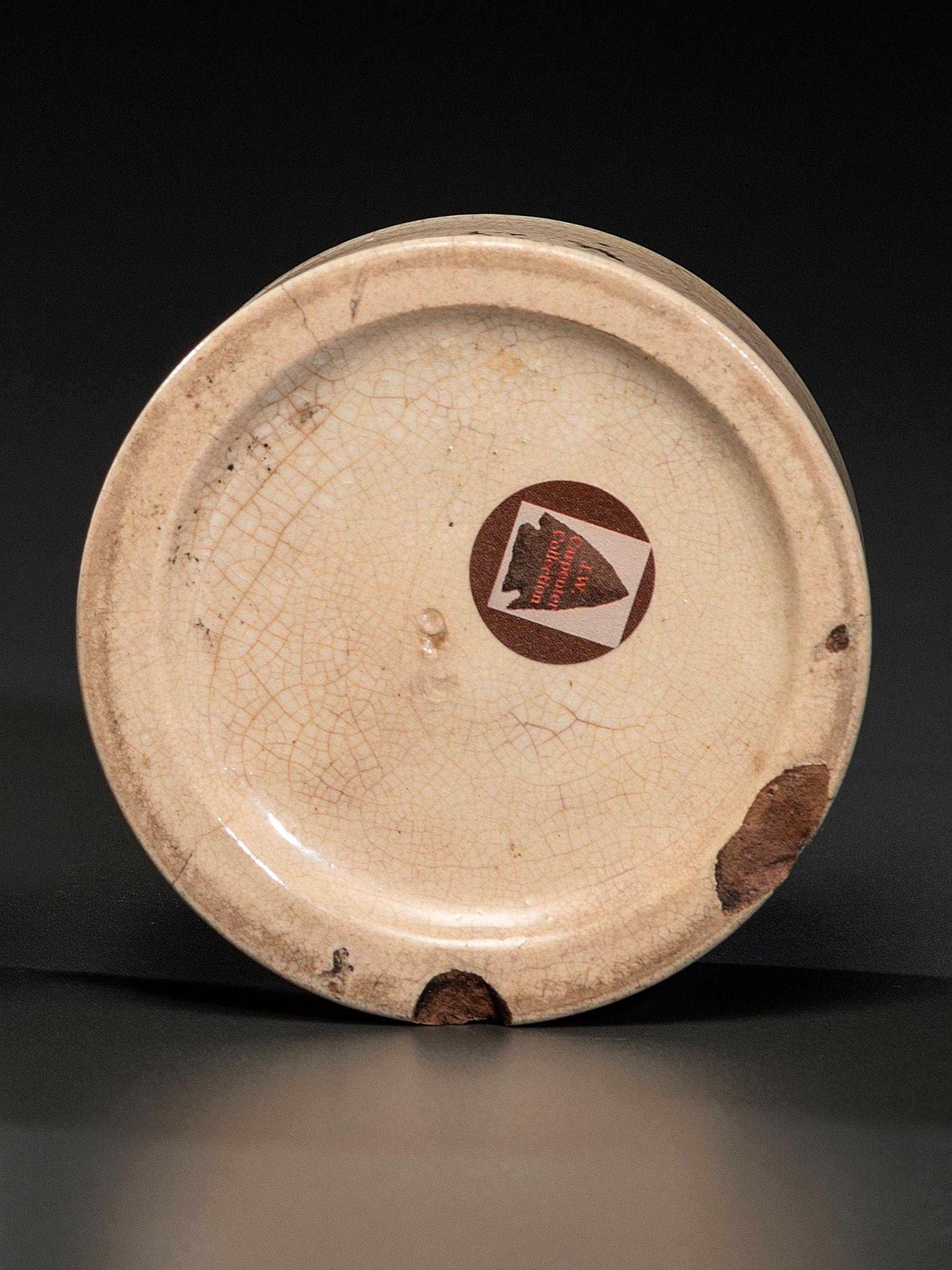 A Rare Transfer Printed Porcelain Perfumed Bear Grease Pot Lid and Base